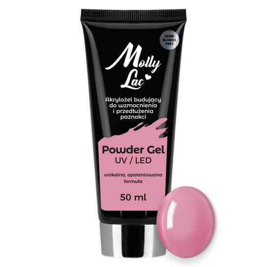 MollyLac, Powder Gel akrylożel budujący  Hema/di-Hema free French Pink limited edition 50 ml Nr 06 Molly Lac