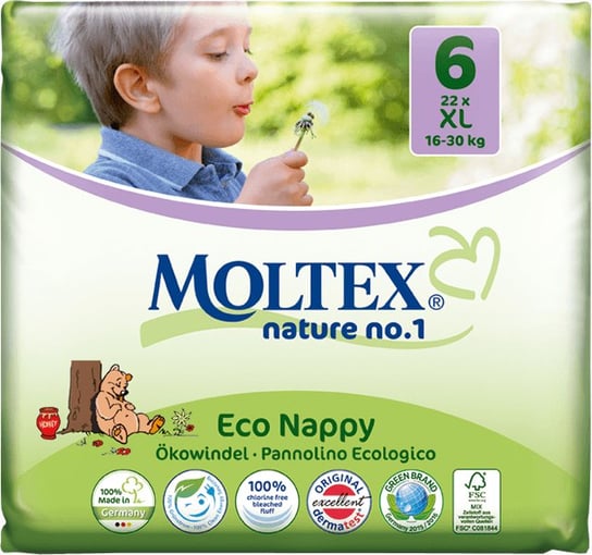 Moltex, Nature no., Pieluszki jednorazowe, rozmiar 6, 22 szt. Moltex