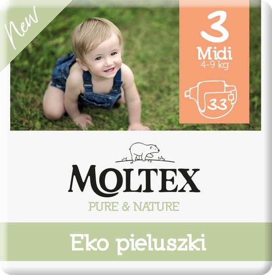 Moltex, Pieluszki ekologiczne, rozmiar 3 Midi, 4-9 kg, 33 szt. Moltex