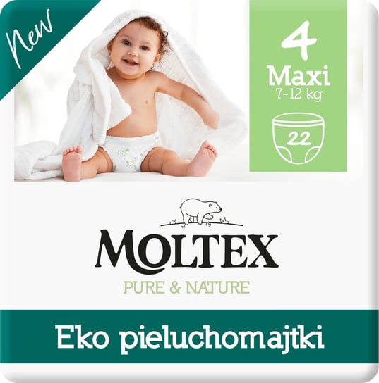 Moltex, Pure&Nature, Pieluchomajtki ekologiczne, rozmiar 4 Pants Maxi, 7-12 kg, 22 szt. Moltex