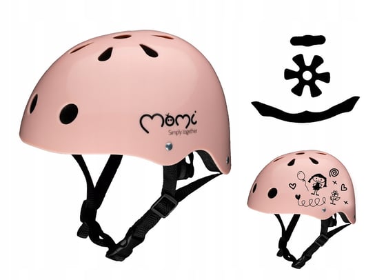 MoMi, Kask dziecięcy rowerowy HELMET, różowy, rozmiar 47/58 MoMi