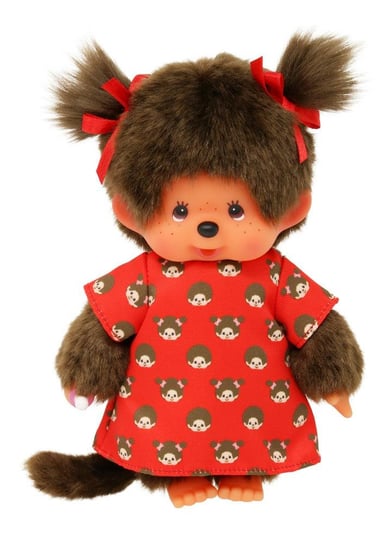 Monchhichi - Pluszowa małpka dziewczynka w sukience z nadrukiem, 20cm Monchhichi