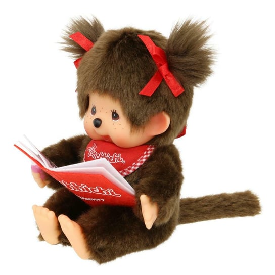 Monchhichi - Pluszowa małpka dziewczynka z książką, 18cm - Czerwona Monchhichi
