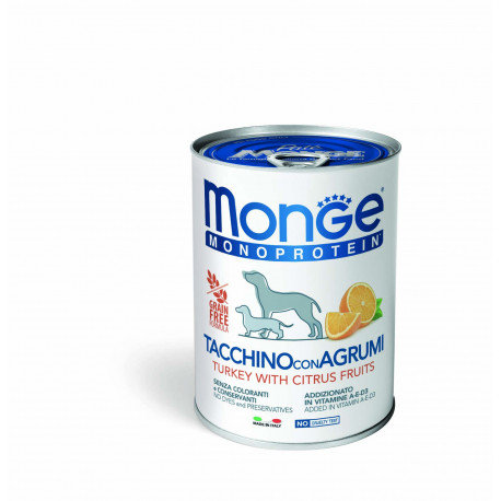 Monge DOG Fruit M monoprotein Indyk z ryżem i pomarańczą 400g Monge