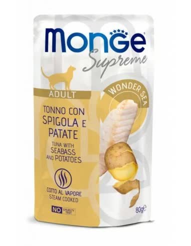 Monge Supreme Adult Cat Tuńczyk z okoniem morskim i ziemniakami 80g Monge