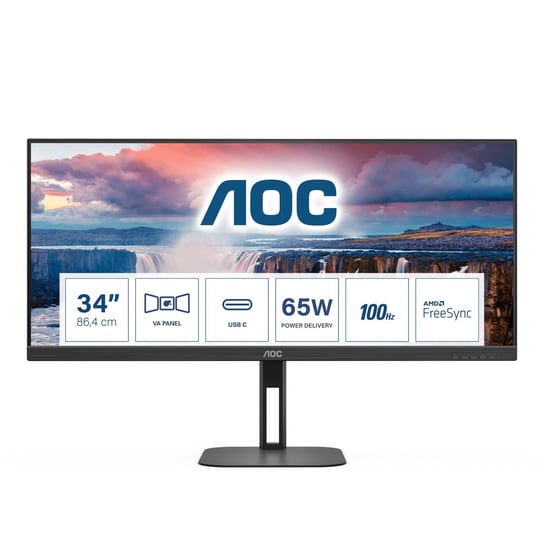 Monitor AOC 34" U34V5C/BK HDMI DP USB-C USB 3.1 x4 głośniki AOC