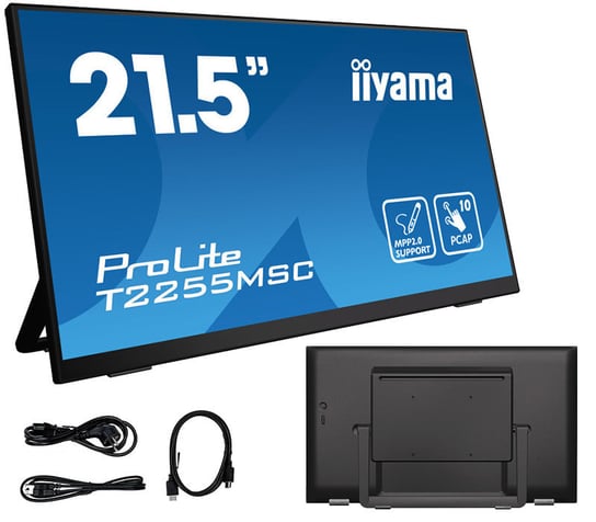 Monitor dotykowy iiyama ProLite T2255MSC-B1 22" IPS LED /HDMI, DP/ Obsługa rysików MPP2.0 (Microsoft Pen Protocol) iiyama