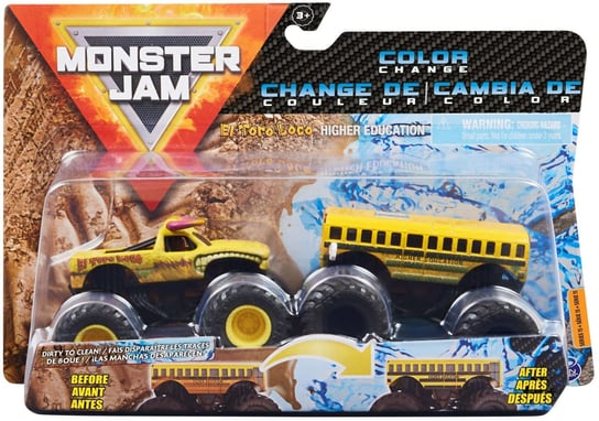 Monster Jam 2 ciężarówki zmieniające kolor El Toro Loco i Higher Education Spin Master