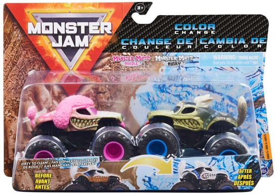 Monster Jam 2 ciężarówki zmieniające kolor Monster Muutt Poodle i Husky Spin Master