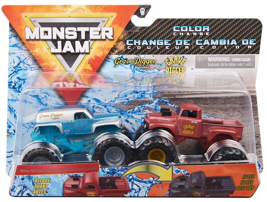 Monster Jam, zestaw auta Grave Digger zmieniające kolor Monster Jam
