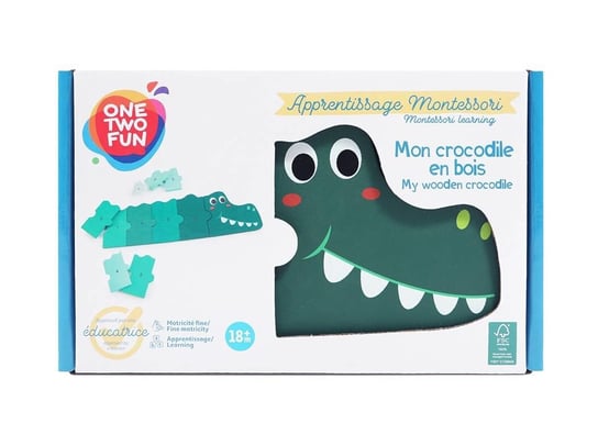 Montessori Drewniane Puzzle Onetwofun Krokodyl 11 One Two Fun