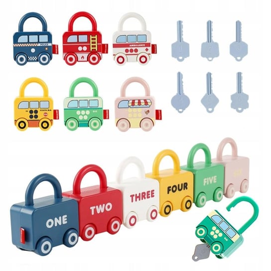Montessori Gra Edukacyjna Sensoryczna Kłódki Z Kluczykami Dla Dzieci 6 Szt. AIG
