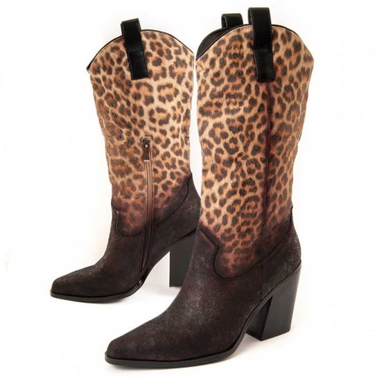 Montevita Heel Boot Lepard Czarny MONTEVITA