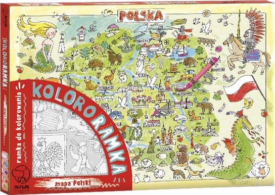 Monumi, zestaw kreatywny Kolorowanka Ramka Do Zawieszenia - Mapa Polski XXL Monumi