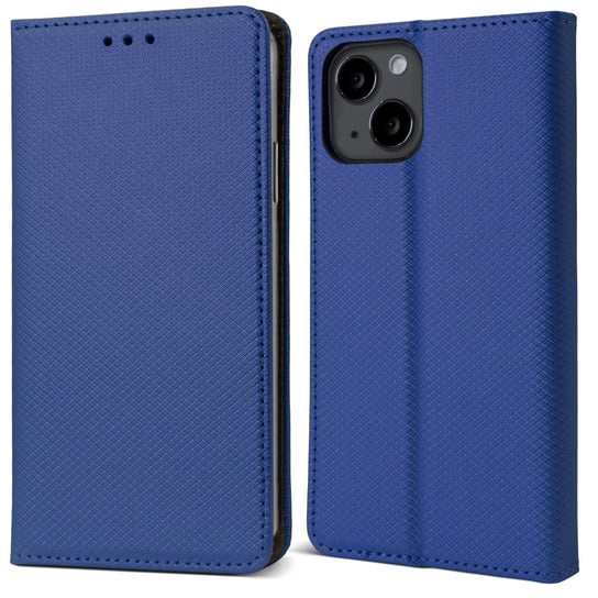 Moozy Etui z klapką do iPhone'a 14, ciemnoniebieskie - Inteligentne etui z klapką magnetyczną Etui z klapką Folio z uchwytem na kartę i stojakiem, przegródkami na karty kredytowe, funkcją podpórki MOOZY