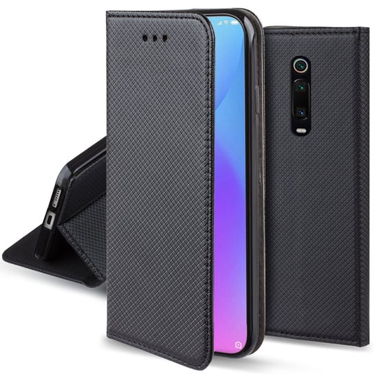 Moozy Etui z klapką do Xiaomi Mi 9T, Xiaomi Mi 9T Pro, Redmi K20, czarne - Inteligentne etui z klapką magnetyczną z uchwytem na kartę i stojakiem MOOZY