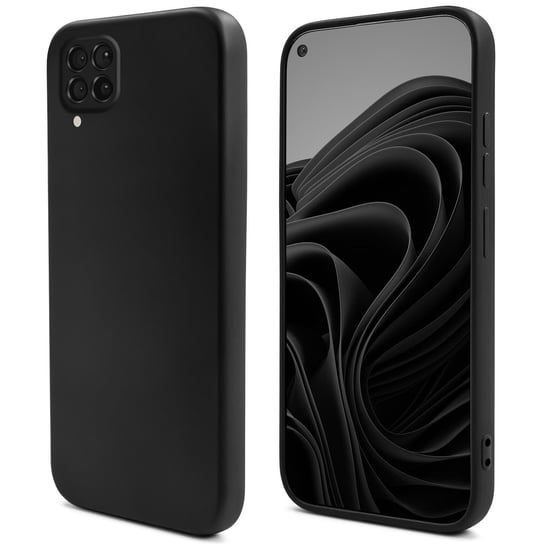 Moozy Lifestyle. Zaprojektowany dla etui Huawei P40 Lite, czarne - etui z płynnego silikonu z matowym wykończeniem i miękką wyściółką z mikrofibry MOOZY