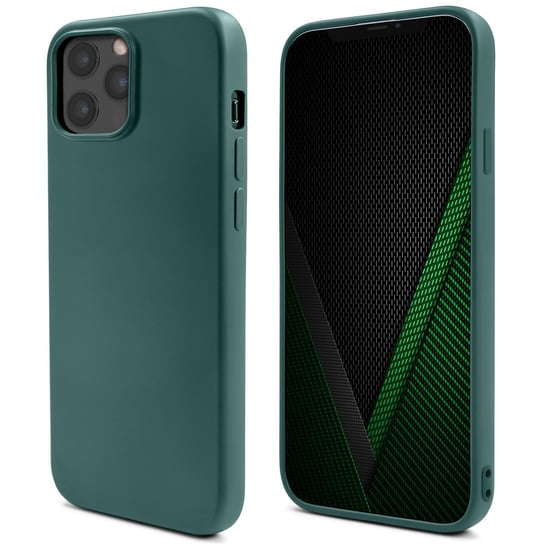 Moozy Lifestyle. Zaprojektowany dla etui iPhone'a 13 Pro Max, ciemnozielone - lekkie etui z płynnego silikonu z matowym wykończeniem i miękką wyściółką z mikrofibry, wysokiej jakości silikonowe etui MOOZY