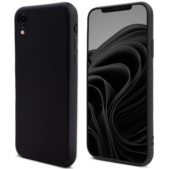Moozy Lifestyle. Zaprojektowany dla etui iPhone XR, czarne – etui z płynnego silikonu z matowym wykończeniem i miękką wyściółką z mikrofibry MOOZY