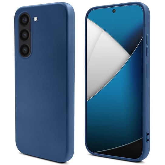 Moozy Lifestyle. Zaprojektowany dla etui Samsung S23, Midnight Blue – lekkie etui z płynnego silikonu z matowym wykończeniem i miękką wyściółką z mikrofibry, wysokiej jakości silikonowe etui MOOZY