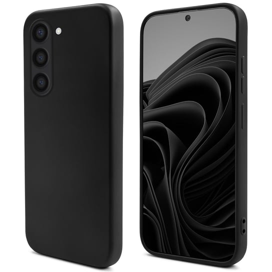 Moozy Lifestyle. Zaprojektowany dla etui Samsunga S23, czarne – lekkie etui z płynnego silikonu z matowym wykończeniem i miękką wyściółką z mikrofibry, wysokiej jakości silikonowe etui MOOZY