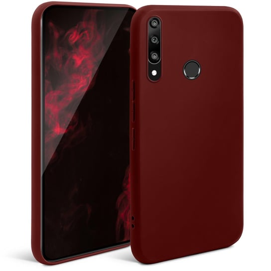 Moozy Silikonowe etui z serii Minimalist do Huawei P Smart Z i Honor 9X, wino czerwone - matowe wykończenie, smukłe, miękkie etui z TPU MOOZY