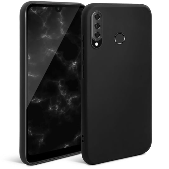 Moozy Silikonowe etui z serii Minimalist do Huawei P30 Lite, czarne - matowe wykończenie, smukłe, miękkie etui z TPU MOOZY