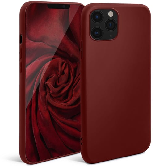 Moozy Silikonowe etui z serii Minimalist do iPhone'a 11 Pro Max, w kolorze winnej czerwieni - matowe wykończenie, smukłe, miękkie etui z TPU MOOZY