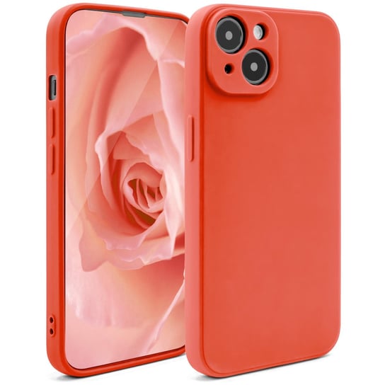Moozy Silikonowe etui z serii Minimalist do iPhone'a 14, czerwone - matowe wykończenie Lekkie etui na telefon komórkowy Smukłe, miękkie etui ochronne z TPU z matową powierzchnią MOOZY