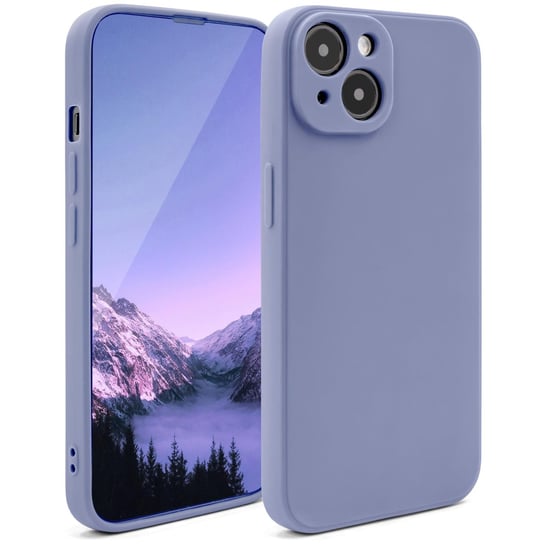 Moozy Silikonowe etui z serii Minimalist do iPhone'a 14, niebiesko-szare - matowe wykończenie Lekkie etui na telefon komórkowy Smukłe, miękkie etui ochronne z TPU z matową powierzchnią MOOZY