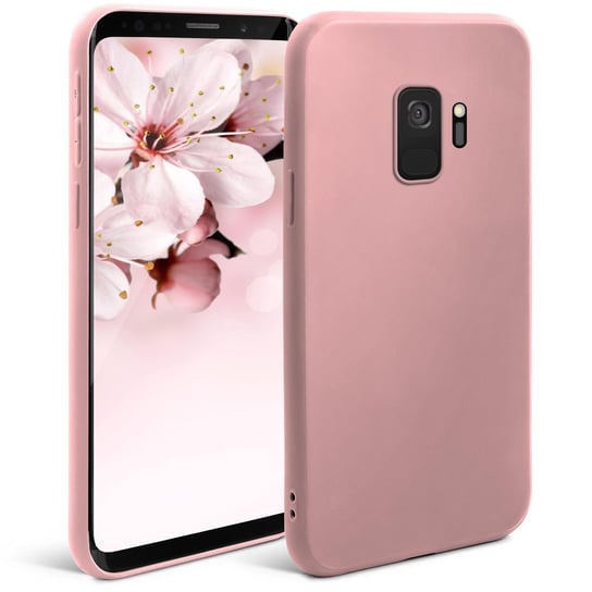 Moozy Silikonowe etui z serii Minimalist do Samsung S9, różowo-beżowe - matowe wykończenie, smukłe, miękkie etui z TPU MOOZY