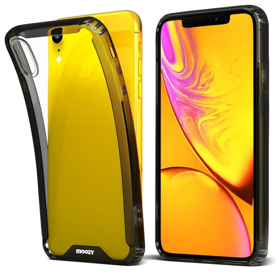 Moozy Xframe Custodia Ibrida Per IPhone 13 - Trasparente Con Bordo Nero, Antiurto, Compatibile Ricarica Wireless, Paraurti In TPU