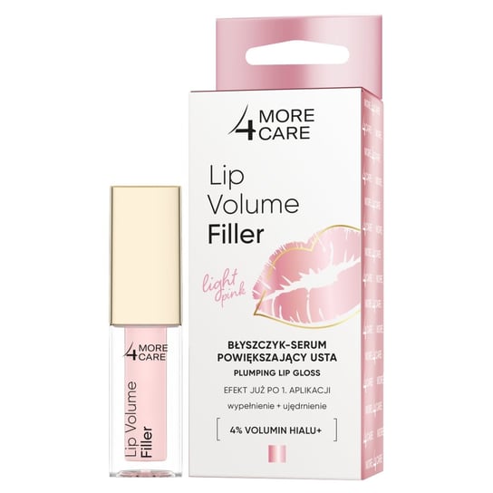 More4Care Lip Volume Filler, Błyszczyk-serum powiększający usta, Light Pink, 4.8g More4Care