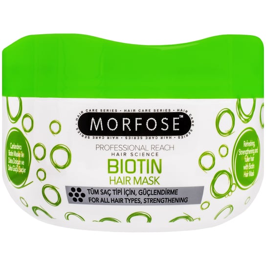 Morfose Biotin Hair Mask, Wzmacniająca maska z biotyną do każdego rodzaju włosów, lekka konsystencja, wygładzenie, 500 ml Morfose