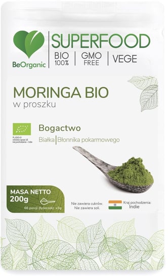 Moringa BIO w proszku BeOrganic 200 g MedicaLine