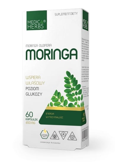 Moringa oleifera 650 mg Medica Herbs POZIOM GLUKOZY, Suplement diety, 60 kapsułek Medica Herbs