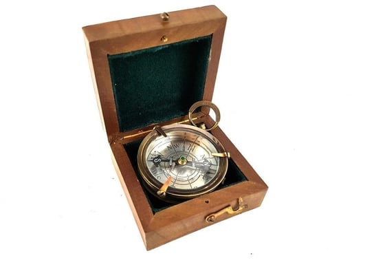 Mosiężny kompas w pudełku drewnianym UPOMINKARNIA 70512 UPOMINKARNIA