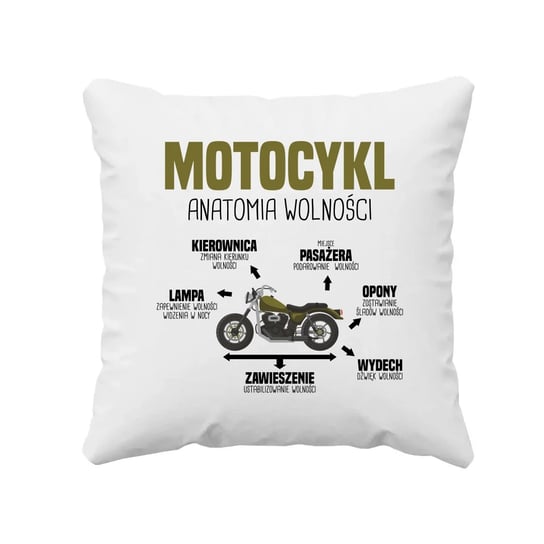 Motocykl - anatomia wolności - poduszka na prezent dla motocyklisty Koszulkowy