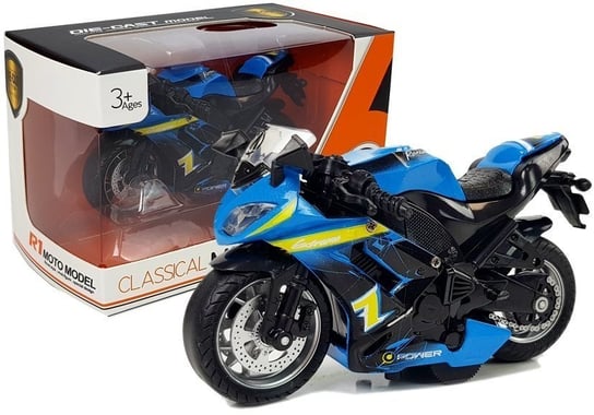 Motocykl z Naciągiem i Dźwiękiem 1:14 Niebieski Lean Toys