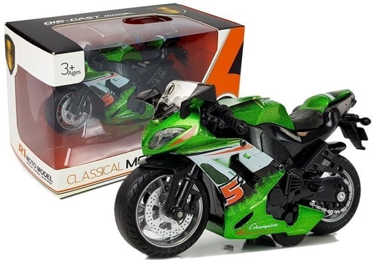 Motocykl Z Naciągiem I Dźwiękiem 1:14 Zielony Lean Toys
