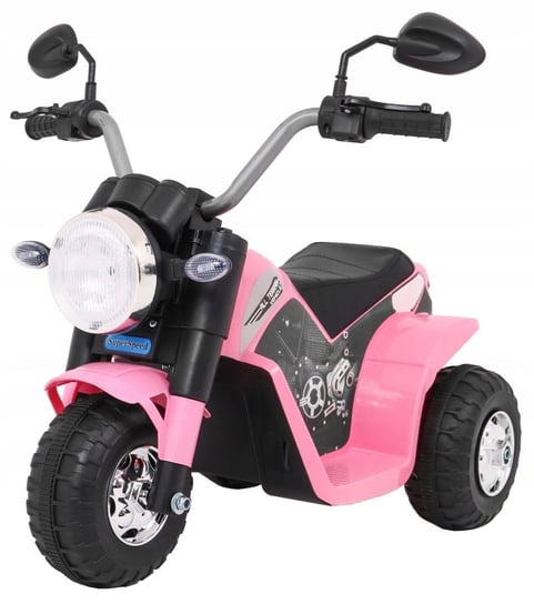 Motorek Skuter Choper Ekoskóra 1 Silnik 6V Dźwięki Światło Różowy Bemi