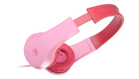 Motorola Sound JR200 - Słuchawki dla dzieci z kablem - ograniczenie głośności 85 dB z rozdzielaczem audio - wolne od BPA - od 3 lat - różowe Motorola