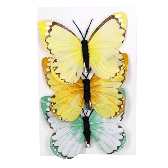 Motyle na klipsie dekoracyjne kolorowe ozdoba 3szt Inna marka