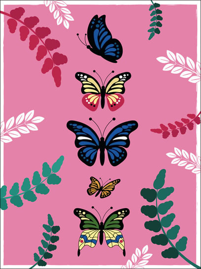 Motyle różowe tło - plakat 30x40 cm / AAALOE Inna marka
