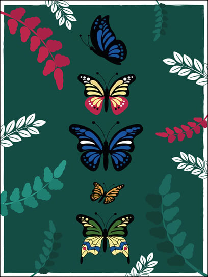 Motyle zielone tło - plakat 21x29,7 cm / AAALOE Inna marka