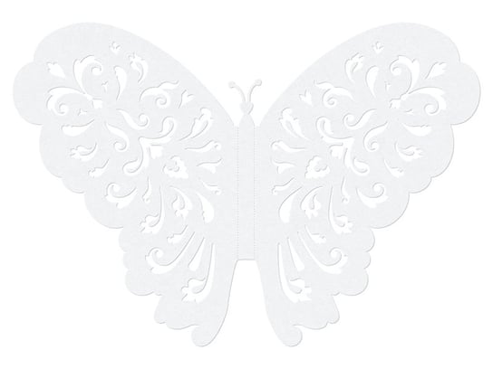 Motylki ozdobne, biały, 14 cm, 10 sztuk PartyDeco