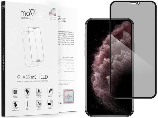 moVear 2.5D MAX privacy - Prywatyzujące szkło hartowane do Apple iPhone 11 Pro Max / Xs MAX (6.5") na Cały Ekran | antySpy, do etui, fullGlue, 9H moVear