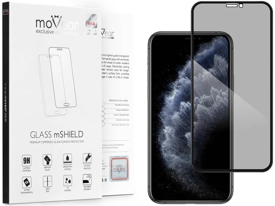 moVear 2.5D MAX privacy - Prywatyzujące szkło hartowane do Apple iPhone 11 Pro / Xs / X (5.8") na Cały Ekran | antySpy, do etui, fullGlue, 9H moVear