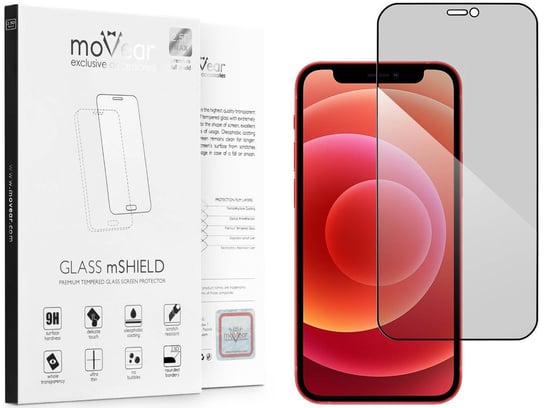 moVear 2.5D MAX privacy - Prywatyzujące szkło hartowane do Apple iPhone 12 Mini (5.4") na Cały Ekran | antySpy, do etui, fullGlue, 9H moVear