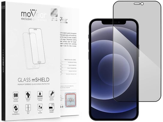 moVear 2.5D MAX privacy - Prywatyzujące szkło hartowane do Apple iPhone 12 Pro / 12 (6.1") na Cały Ekran | antySpy, do etui, fullGlue, 9H moVear